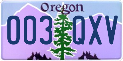 OR license plate 003QXV