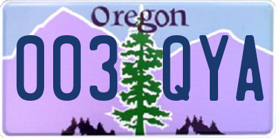 OR license plate 003QYA