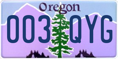 OR license plate 003QYG