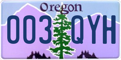 OR license plate 003QYH