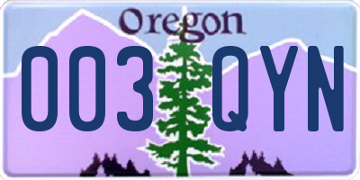 OR license plate 003QYN
