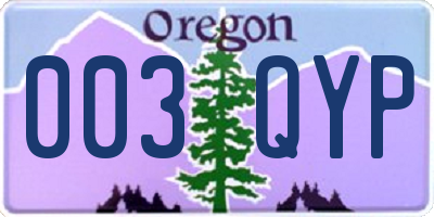 OR license plate 003QYP