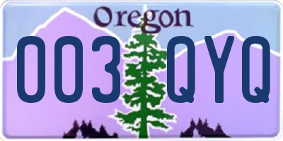 OR license plate 003QYQ