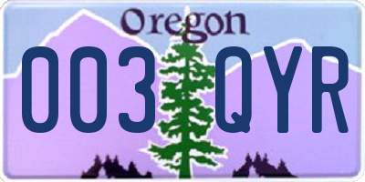OR license plate 003QYR