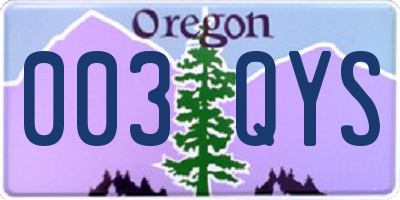 OR license plate 003QYS