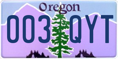 OR license plate 003QYT