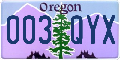 OR license plate 003QYX