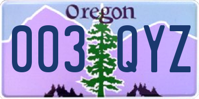 OR license plate 003QYZ