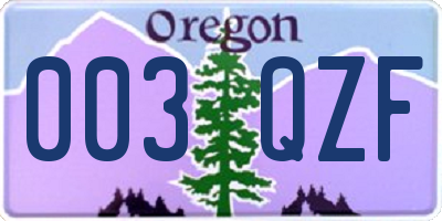 OR license plate 003QZF