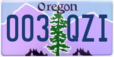 OR license plate 003QZI