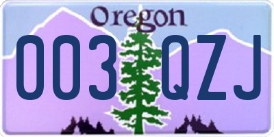 OR license plate 003QZJ