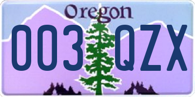 OR license plate 003QZX
