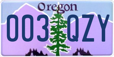 OR license plate 003QZY