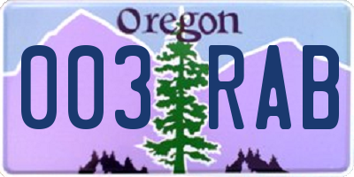 OR license plate 003RAB