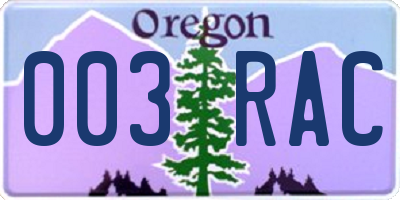 OR license plate 003RAC