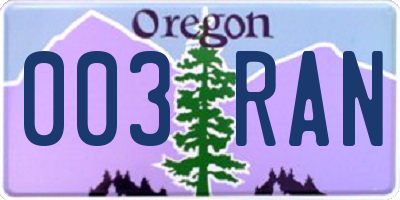 OR license plate 003RAN