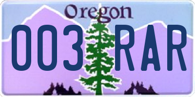 OR license plate 003RAR