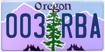 OR license plate 003RBA