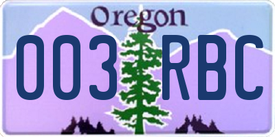 OR license plate 003RBC