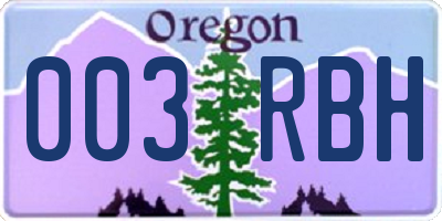 OR license plate 003RBH