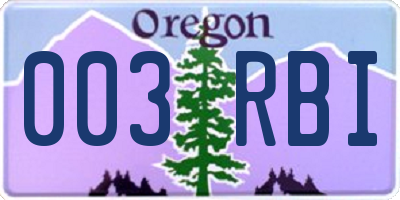 OR license plate 003RBI