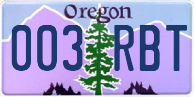 OR license plate 003RBT