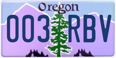 OR license plate 003RBV