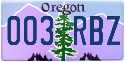 OR license plate 003RBZ