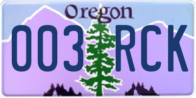 OR license plate 003RCK