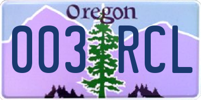 OR license plate 003RCL
