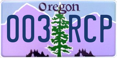 OR license plate 003RCP