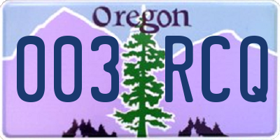 OR license plate 003RCQ
