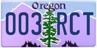 OR license plate 003RCT