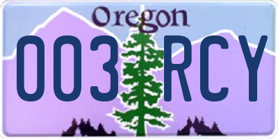 OR license plate 003RCY