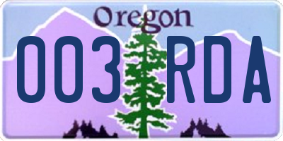OR license plate 003RDA