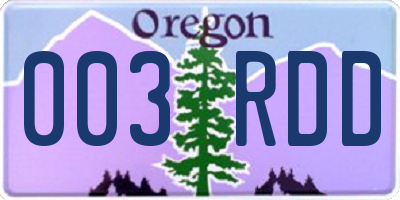 OR license plate 003RDD