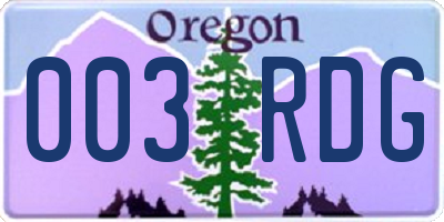 OR license plate 003RDG