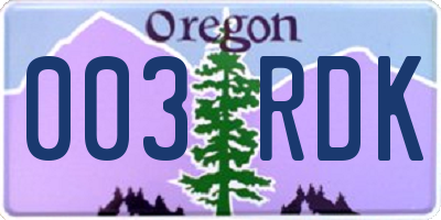 OR license plate 003RDK