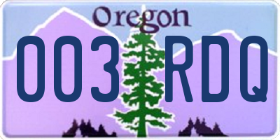 OR license plate 003RDQ