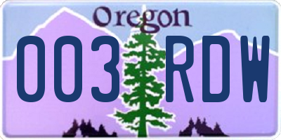 OR license plate 003RDW