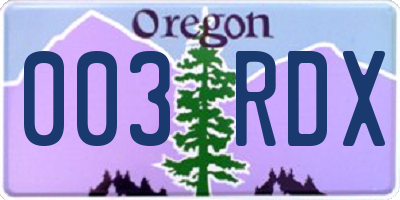 OR license plate 003RDX