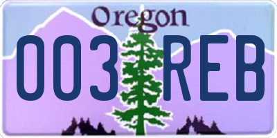 OR license plate 003REB