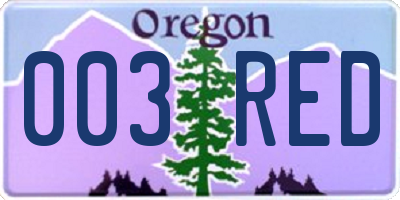 OR license plate 003RED
