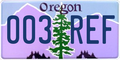 OR license plate 003REF