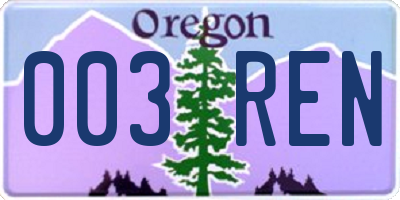 OR license plate 003REN