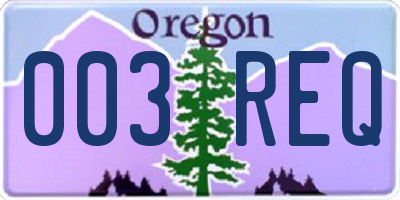 OR license plate 003REQ