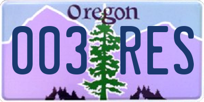 OR license plate 003RES