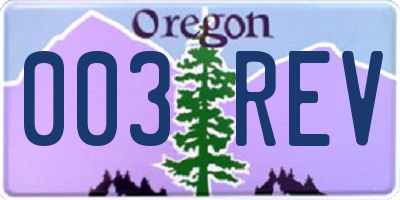 OR license plate 003REV