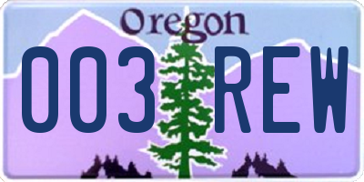 OR license plate 003REW