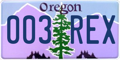 OR license plate 003REX